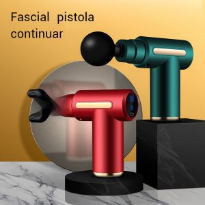 Mini pistola de massagem percussão de tecidos profundos com 4 cabeças recarregável com vibração
