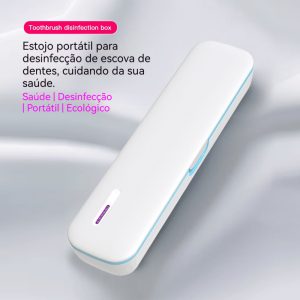 Estojo de esterilizador de escova de dentes com suporte e tampas recarregável e portátil para qualquer tipo de escova