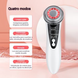 Máquina Massagem Facial de Radiofrequência com EMS – Antienvelhecimento, Rejuvenescimento da Pele Terapia de Luz 5 em 1 Redução de Rugas