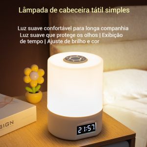 Luminária de Mesa de Cabeceira Sensível ao Toque USB Luz Reguláve Controle Remoto Mudança de Cor RGB