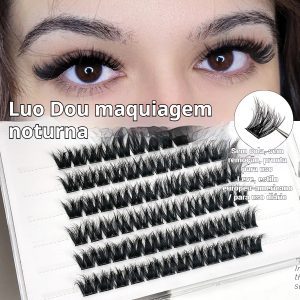 Veleasha Cílios postiços 100% feitos à mão aparência natural leves com faixa transparente macia