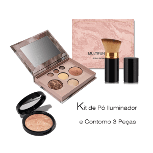 Kit de Pó Iluminador e Contorno 3 Peças