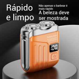 Mini barbeador elétrico de cabeça dupla portátil à prova d'água recarregável