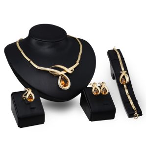 Unicra Conjunto de brincos de colar de cristal para noivas