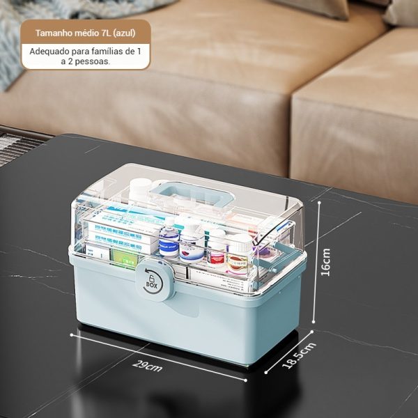 Armário Multiuso de Medicamentos de 3 Níveis Grande Capacidade com Alça Estojo Plástico - Imagen 11