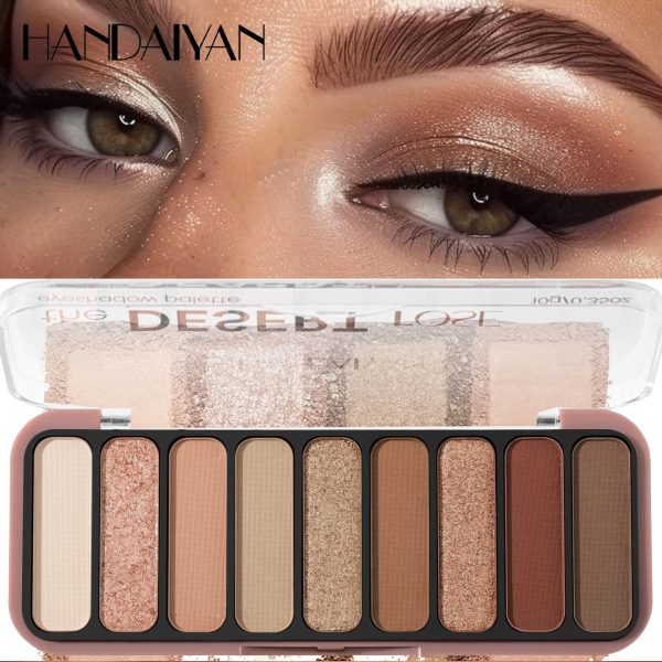 Paleta de sombras neutra maquiagem 9 cores marrom nude aveludados e sedosos altamente pigmentados foscos brilhantes - Imagem 2