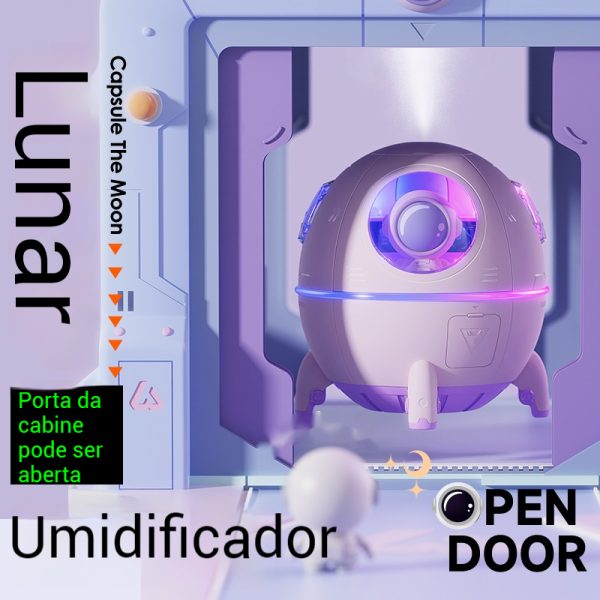 Umidificador fofo de ar luz LED névoa fria ultrassônica USB portátil para berçário carro quarto antigravidade de astronautas – Image 2