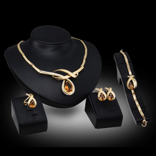 Unicra Conjunto de brincos de colar de cristal para noivas – Image 2