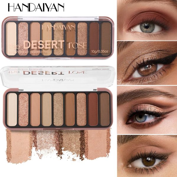 Paleta de sombras neutra maquiagem 9 cores marrom nude aveludados e sedosos altamente pigmentados foscos brilhantes - Imagem 3