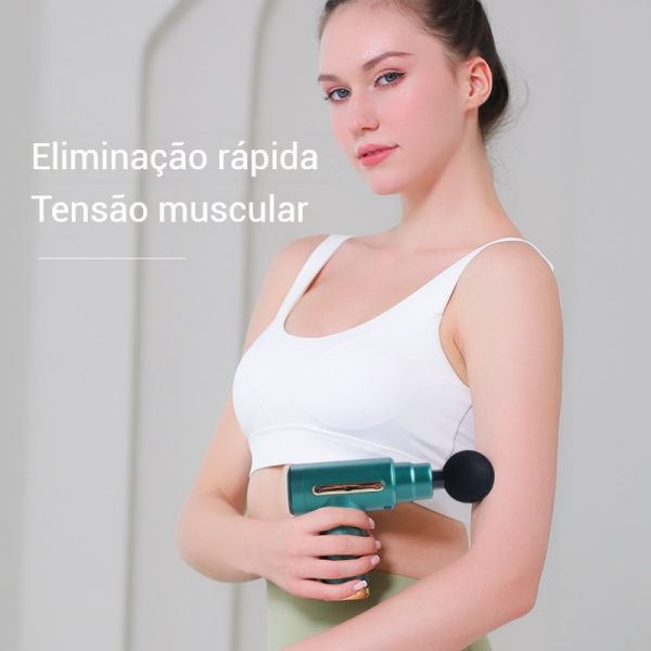 Mini pistola de massagem percussão de tecidos profundos com 4 cabeças recarregável com vibração – Image 3