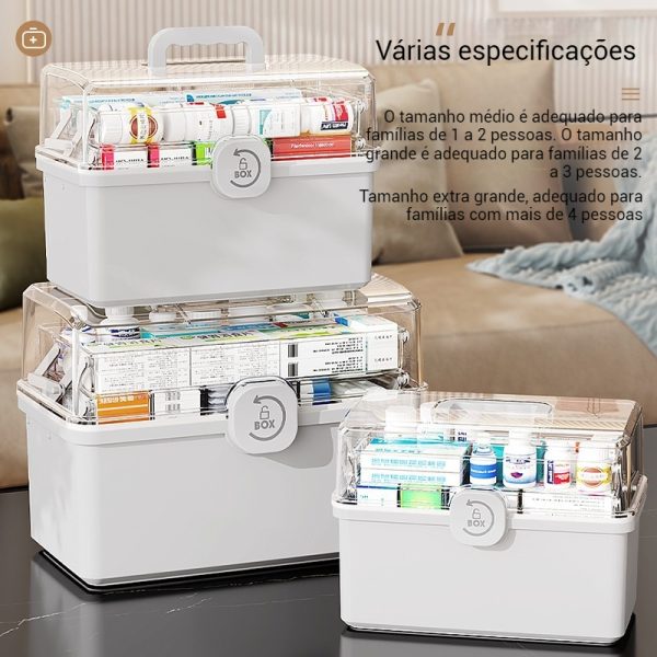 Armário Multiuso de Medicamentos de 3 Níveis Grande Capacidade com Alça Estojo Plástico - Imagen 3