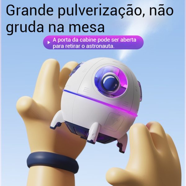 Umidificador fofo de ar luz LED névoa fria ultrassônica USB portátil para berçário carro quarto antigravidade de astronautas – Image 3