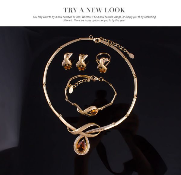 Unicra Conjunto de brincos de colar de cristal para noivas – Image 3