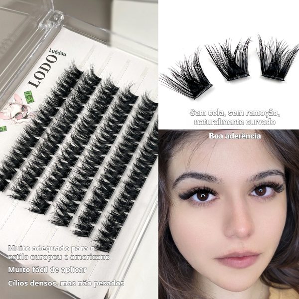 Veleasha Cílios postiços 100% feitos à mão aparência natural leves com faixa transparente macia - 图片 4