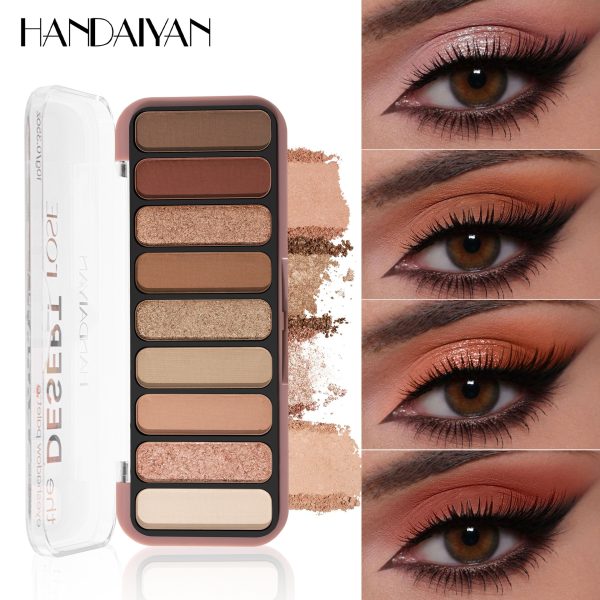 Paleta de sombras neutra maquiagem 9 cores marrom nude aveludados e sedosos altamente pigmentados foscos brilhantes - Imagem 5