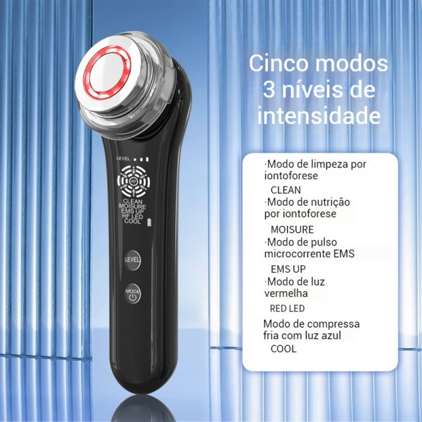 Máquina Massagem Facial de Radiofrequência com EMS – Antienvelhecimento, Rejuvenescimento da Pele Terapia de Luz 5 em 1 Redução de Rugas - 图片 4