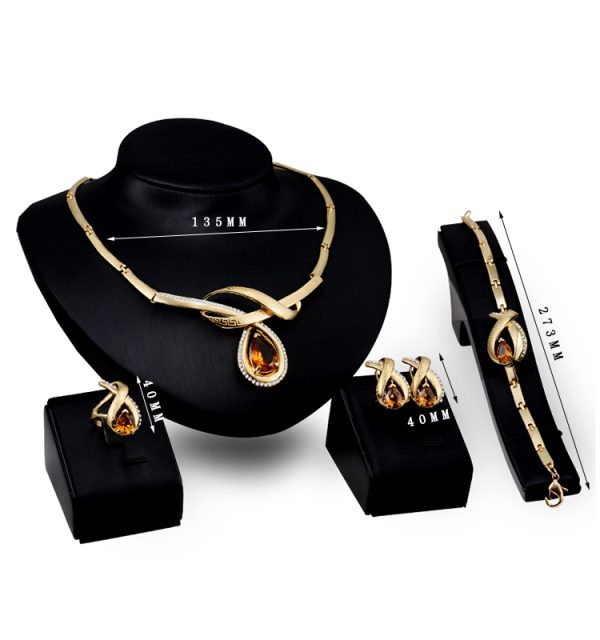 Unicra Conjunto de brincos de colar de cristal para noivas – Image 5