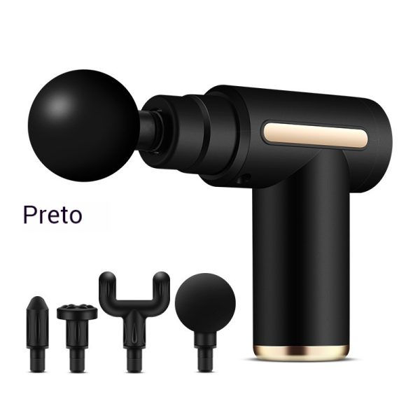 Mini pistola de massagem percussão de tecidos profundos com 4 cabeças recarregável com vibração – Image 6