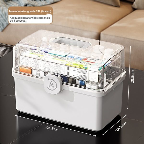 Armário Multiuso de Medicamentos de 3 Níveis Grande Capacidade com Alça Estojo Plástico - Imagen 6