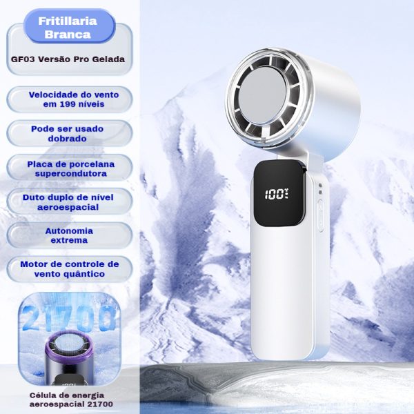 HandFan Ventilador Turbo Portátil 5200mAh 13000 RPM Recarregável 100 Velocidades Reguláveis – Image 3