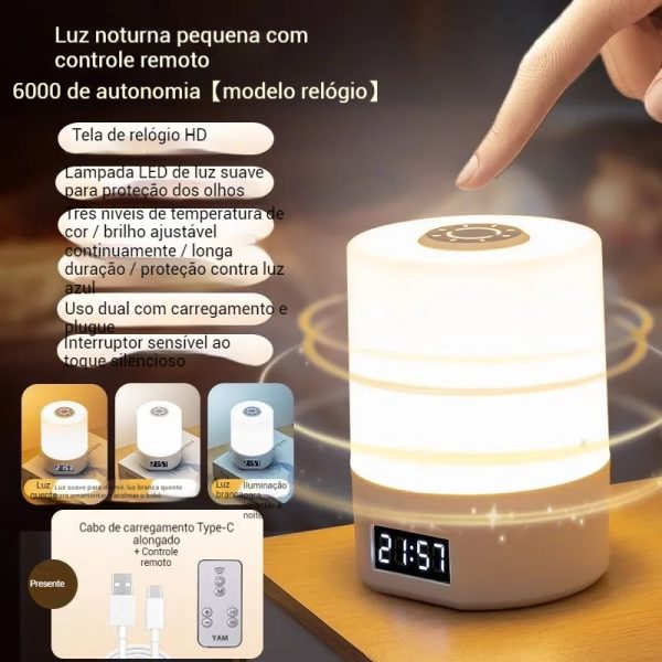 Luminária de Mesa de Cabeceira Sensível ao Toque USB Luz Reguláve Controle Remoto Mudança de Cor RGB - Imagen 6