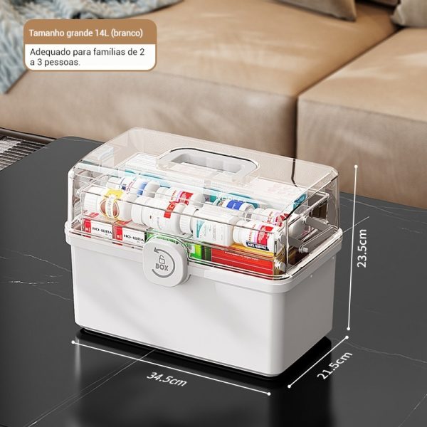 Armário Multiuso de Medicamentos de 3 Níveis Grande Capacidade com Alça Estojo Plástico - Imagen 7