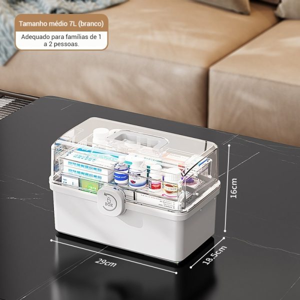 Armário Multiuso de Medicamentos de 3 Níveis Grande Capacidade com Alça Estojo Plástico - Imagen 8