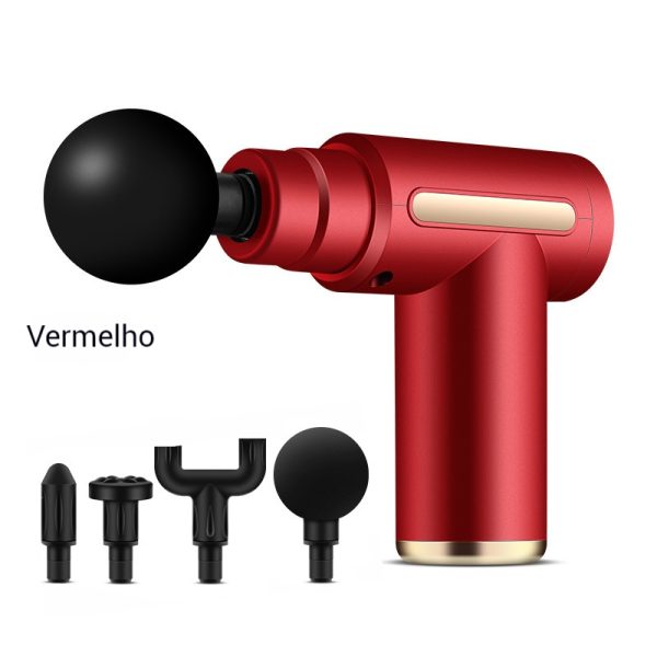 Mini pistola de massagem percussão de tecidos profundos com 4 cabeças recarregável com vibração – Image 8