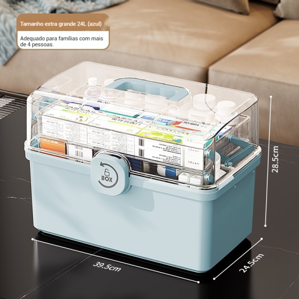 Armário Multiuso de Medicamentos de 3 Níveis Grande Capacidade com Alça Estojo Plástico - Imagen 9