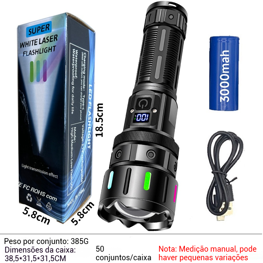 Lanterna LED Recarregável com Zoom